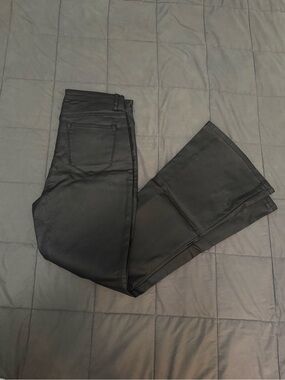 Edikted black leather flare pants #leather #biker